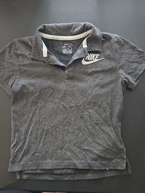 Nike Kids Charcoal Gray Polo with White Swoosh